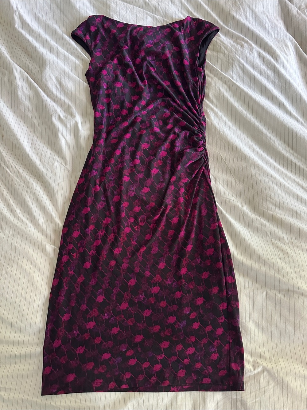 lauren ralph lauren ruched jersey dress - Fuchsia Geometric Sheath Ebay